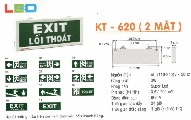 Đèn exit KENTOM KT-620 Bình Dương